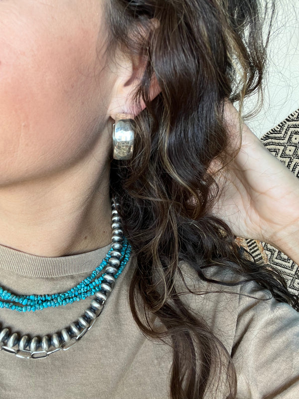 Sterling Silver Hammered Hoops