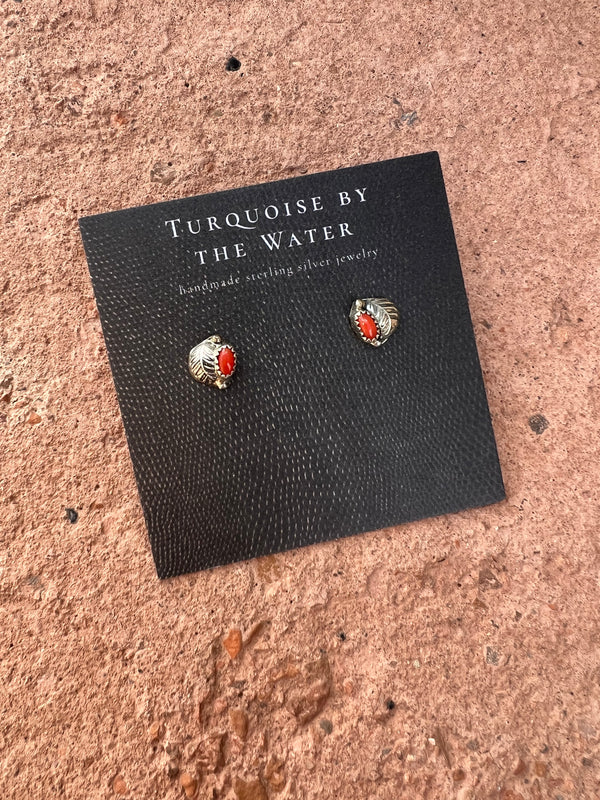 Coral Feather Studs