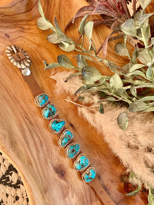 Turquoise & Leather Bracelet