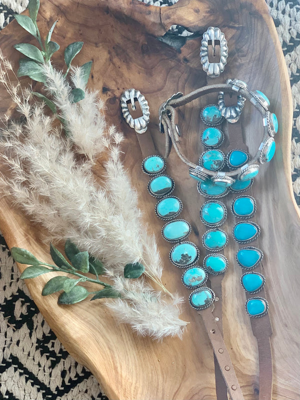 Turquoise & Leather Bracelet