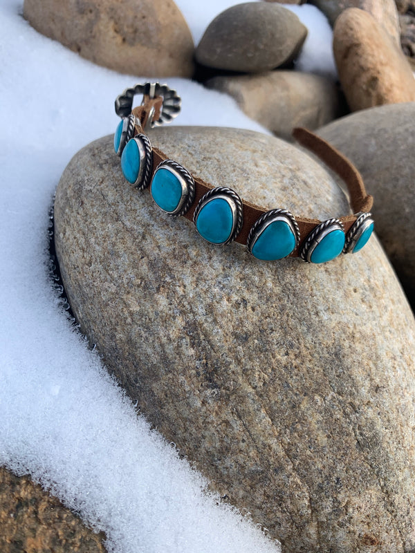Turquoise & Leather Bracelet
