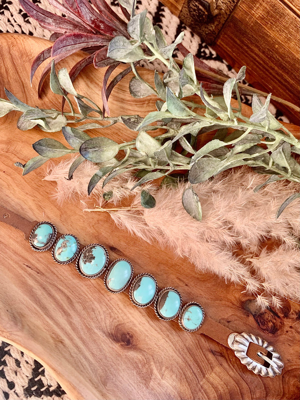 Turquoise & Leather Bracelet