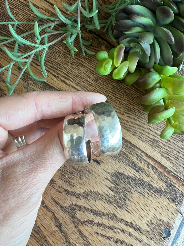 Sterling Silver Hammered Hoops