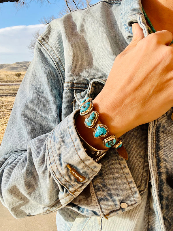 Sky Blue Turquoise & Leather Bracelet