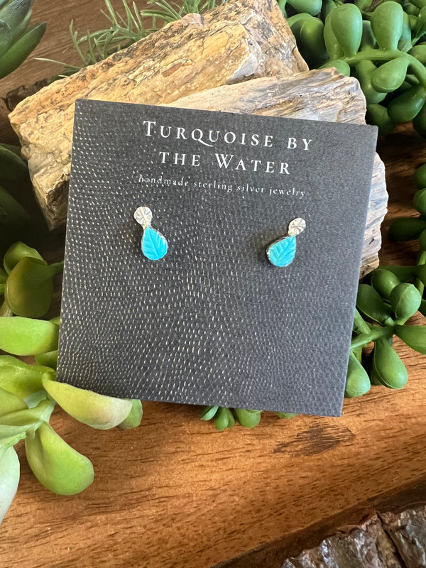 Turquoise Leaf Stud