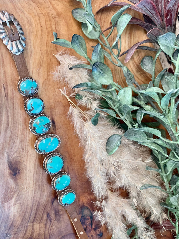 Turquoise & Leather Bracelet