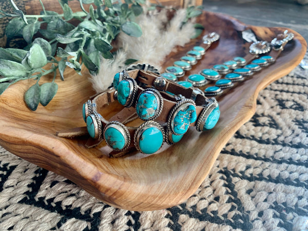 Turquoise & Leather Bracelet