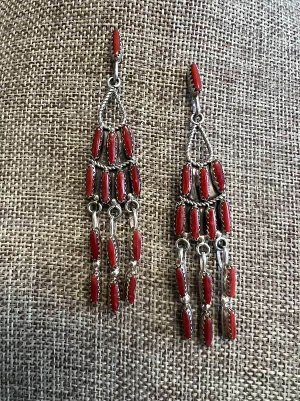 Lady in Red Coral Dangles