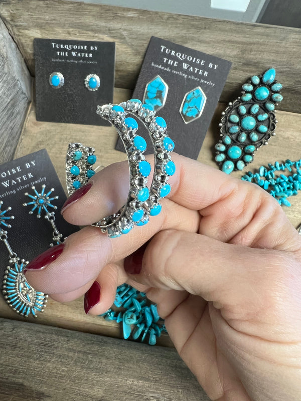 Turquoise Inside-Out Hoops