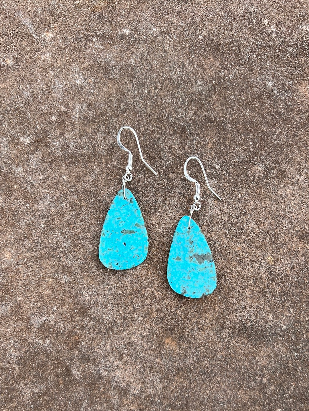 Small Gold Plated Hoops with Turquoise Stone | Juulry.com